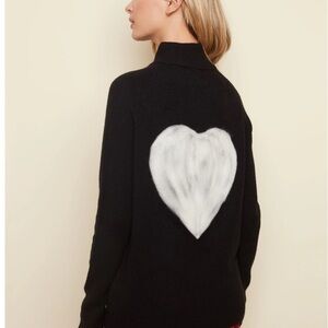 CHARLIE B Black Sweater with White Heart Design SIZE G/L